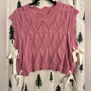 NWOT SHEIN Pink Side Tie Sweater Vest Women’s Size Large